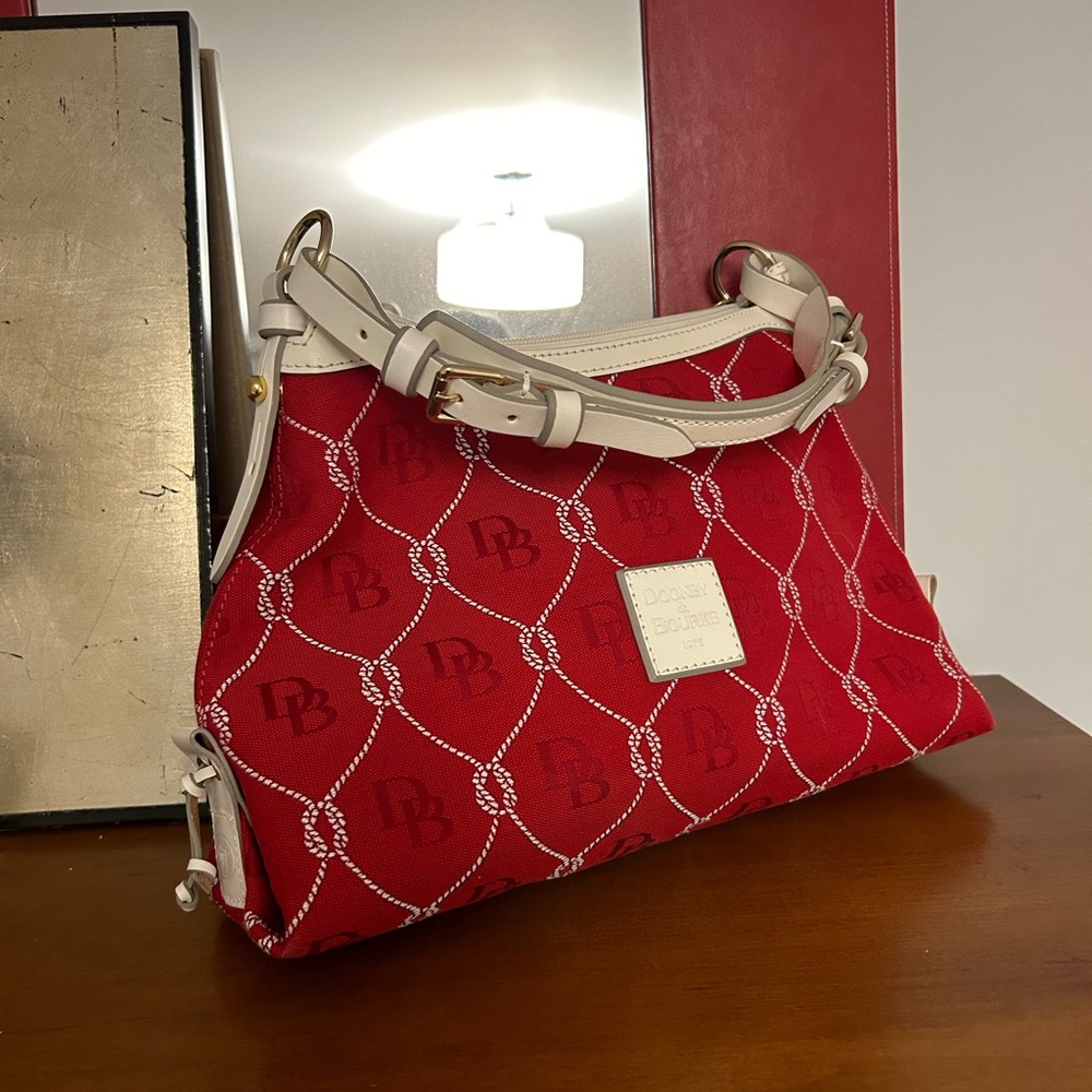 Dooney & Bourke Red Logo Canvas Shoulder Bag - Picture 3 of 10